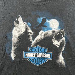 Vintage Harley Davidson Tank Top Mens 2XL Black Wolf Bear Sleeveless Cropped 90s