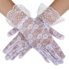 Gjinxi White Lace Gloves for Women Lace Floral Opera Tea Party Glove Short Vi…