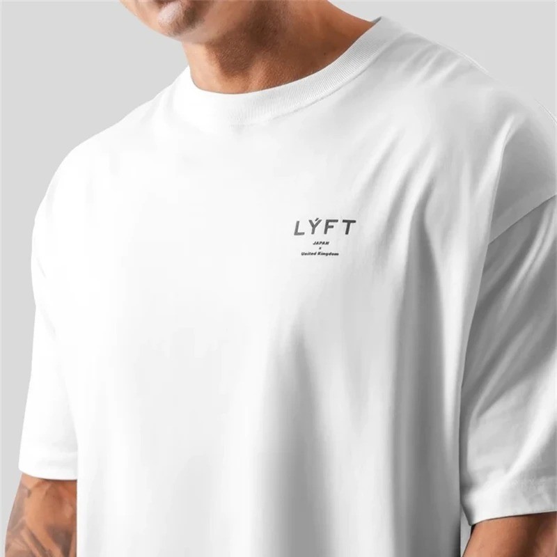 Men’s Oversized Gym T-Shirt 100% Cotton ONE POINT LYFT Print Fitness Running Tee