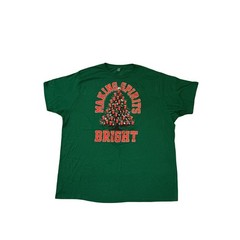 Holiday Time Men’s Graphic T Shirt 2XL Green “Making Spirits Bright” Christmas