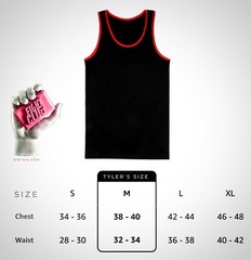 Fight Club Tyler Durden Black Tank Top Shirt w/Red Trim Brad Pitt S M L XL WWTDW