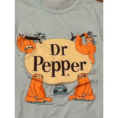 Dr Pepper Cyan Sloth Graphic T-Shirt Unisex Small