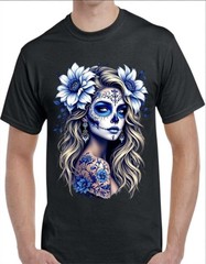 Sugar Skull Catrina Black Men’s T-Shirt Small To 3X-Large Style 2