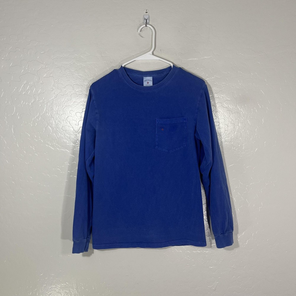 Noah Shirt Mens Small Blue Long Sleeve Pocket Crewneck Tee Made USA Casual