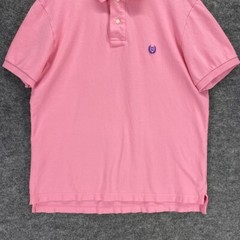 Chaps T-Shirt Men M Pink Short Sleeve Stretch Logo Polo Hi-Low Collared Cotton