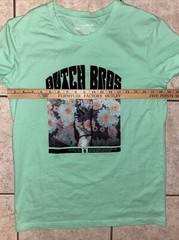 Dutch Bros Coffee T- Shirt Large green Peace Sign Flower Power Hippie Love Work