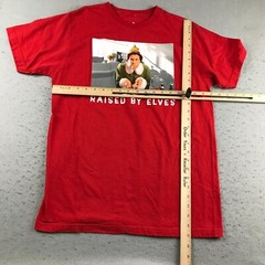 Elf Shirt Mens Large Red Cotton Crew Neck Short Sleeves Raised By Elves Tee