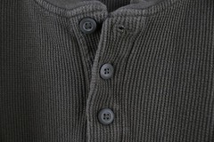 Vtg 90s Streetwear Mens L Faded Heavyweight Thermal Waffle Knit Henley T-Shirt
