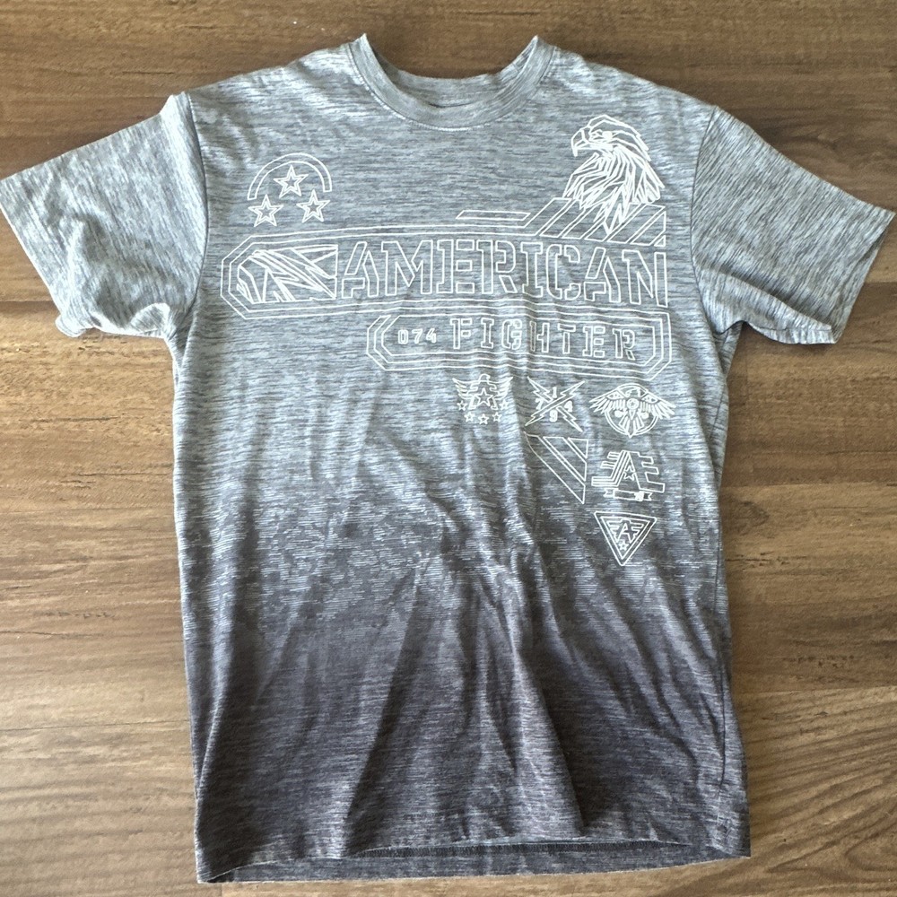 American Fighter Men’s Gray Double-Sided Eagle Graphic Crew Neck Tee Size M