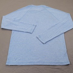 Faherty Henley Shirt Mens Small Blue Striped Cloud Cotton Long Sleeve Knit