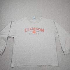 Delta Clemson Tigers Long Sleeve Shirt Mens XL Gray Good Graphic Tee NCAA