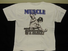 NEW Muscle & Steel : “DTG” PRINT On 100% COTTON WHITE T-SHIRT LARGE