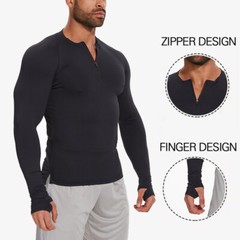 Men’s 1/4 Zip Long Sleeve Shirt Quick Dry Running Tops Athletic Quarter T-Shirt