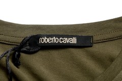 Roberto Cavalli Men’s Olive Green Graphic Print Crewneck T-Shirt US M IT 50