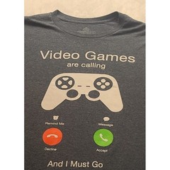 Video Games Are Calling And I Must Go Graphic T-Shirt Gray Men’s 3XL Gamer Tee