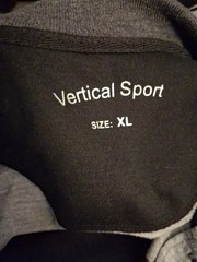 “Vertical Sport” Mens Tshirt, Size Xl, Black Gray Striped, Long Sleeve, Slim Fit