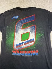 Vintage Black Single Stitch MARK MARTIN TERMINATOR T-Shirt Size L NASCAR USA🔥