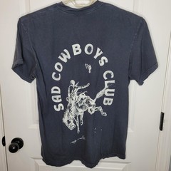 Comfort Colors Shirt Mens XL Blue Sad Cowboys Club Graphic Tee Western Rodeo