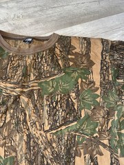 Vintage Ace Sportswear Trebark Camo Shirt XXL Tree Leaf Camouflage Made In USA