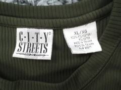 Vintage City Streets Shirt Mens XL Green Polyester Ribbed Knit Crew Neck Tee