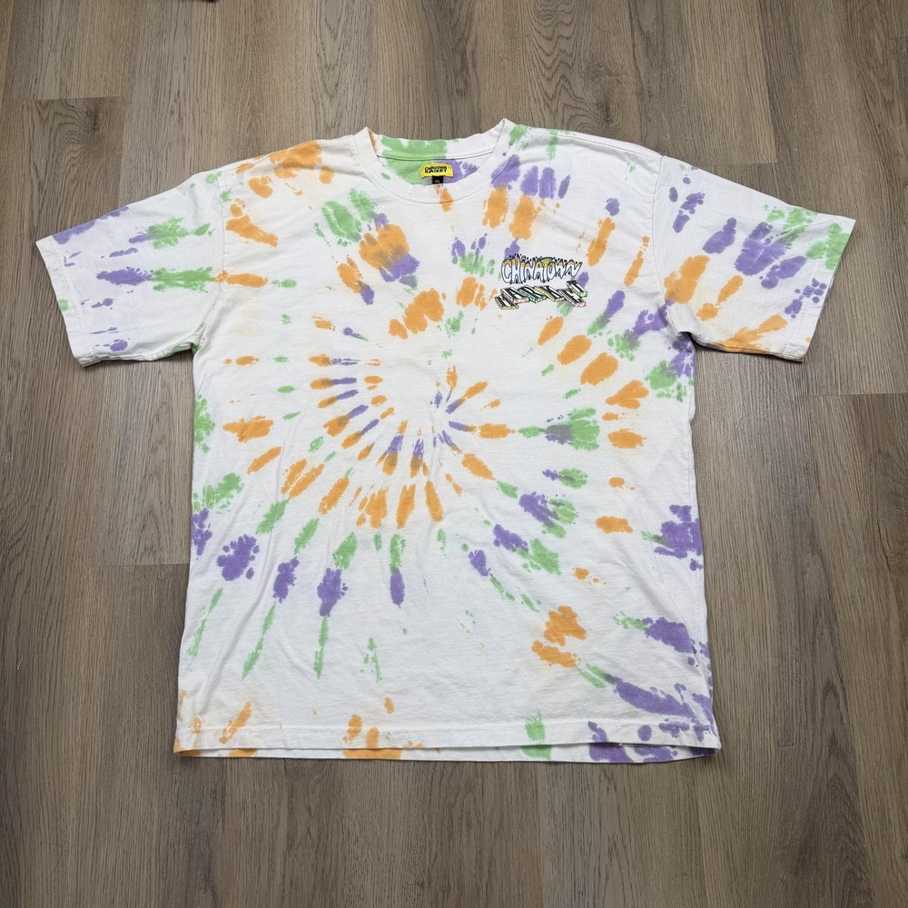Chinatown Market Shirt Mens 2XL White Tie Dye Spiral Logo Back Hit Graphic Tee