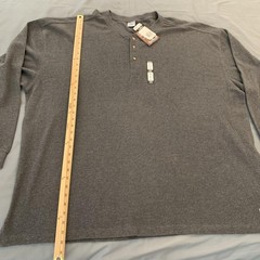 Carhartt Shirt Mens 4XL Gray Long Sleeve Henley Workwear 100% Cotton K200