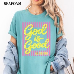Christian T-Shirt God Is Good All The Time Faith Tee for Women Teens