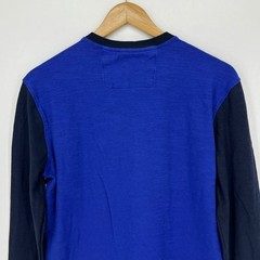 Banana Republic Mens Henley Shirt Colorblock Blue Navy Long Sleeve Cotton Size M