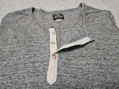 Diesel Industry Henley Stitched Nobel Gray Woven Long Sleeve Shirt SZ Large