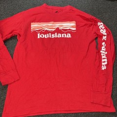 Hanes Men Size Large Red Long Sleeve T-Shirt Geaux Cajuns Louisiana