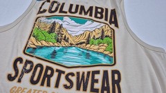 Columbia Men’s Outdoor Graphic BaigeTank Top Black Sleeveless Sports SZ Medium