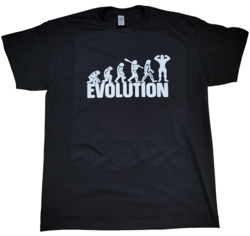 Evolution of Bodybuilding T-Shirt Black Funny Gym Workout Tee Mens Unisex