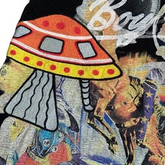 Billionaire Boys Club BBC T-Shirt Black Embroidered Earth UFO Space Graphic L