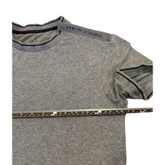 Armani Exchange T-Shirt Mens Small Grey Shoulder Zip Logo Tape Short Sleeve