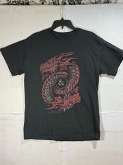 Dungeons & Dragons D&D Black T-Shirt Large Red dragon Fantasy Magic Gaming