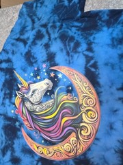 Fantasy Celtic Moon Unicorn Colortone Crystal Wash Blue XL New!
