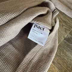 Pact Henley Shirt Mens Large Brown Waffle Thermal Organic Cotton Long Sleeve