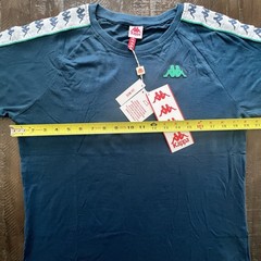 Kappa 222 Banda Coen Slim T Shirt Tee Youth Size L Blue Logo Tape Sleeves