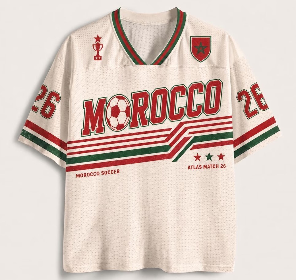 Morocco Jersey, Retro Atlas Lions Shirt, Custom Name Number Jersey