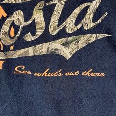 Men’s Short Sleeve Costa T Shirt Black Heavy Cotton Back Camo Logo Large