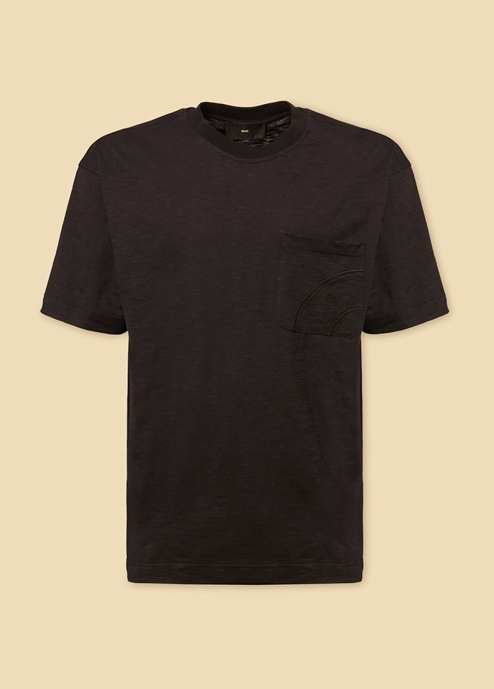LIU JO MENS SHORT SLEEVE POCKET T-SHIRT M122P204FLAMEPOCKET BLACK WHITE