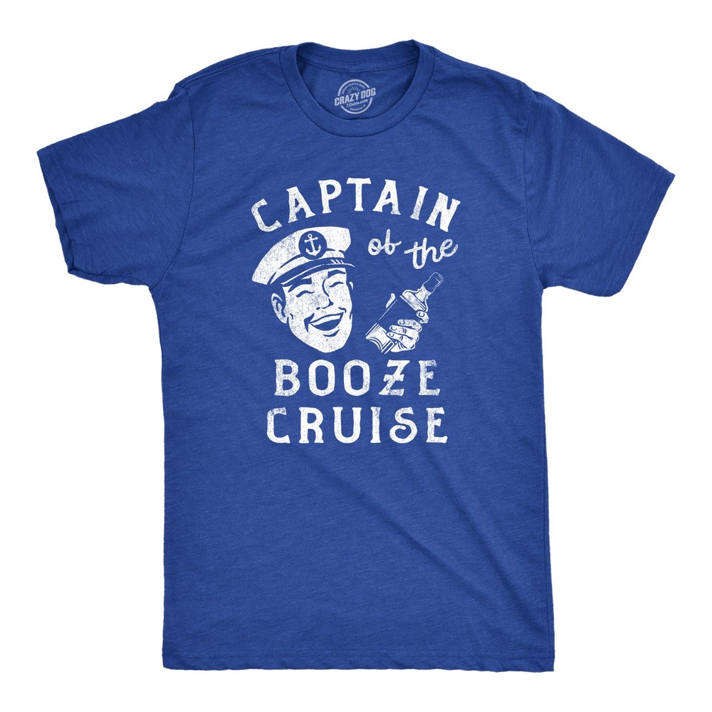 Mens Captain of The Booze Cruise T Shirt Funny Sailor Liquor Drinking Lovers Tee