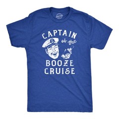 Mens Captain of The Booze Cruise T Shirt Funny Sailor Liquor Drinking Lovers Tee