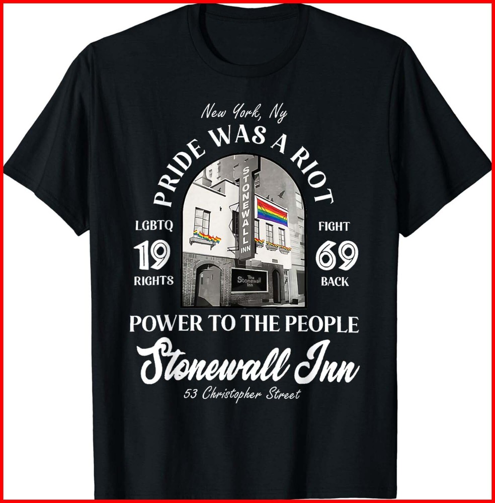 Stonewall Inn LGBTQ History Pride Was A Riot Gay Pride Black Cotton Shirt S-5XL