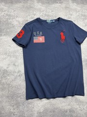 Polo Ralph Lauren USA Flag Big Pony T-Shirt Chief Keef Tee Y2K Blue Men’s Size L