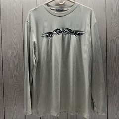 Men’s XL Tattoo Appliqué Logo Long Sleeve Ribbed Shirt Tan USA MADE