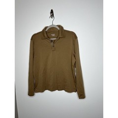 UNTUCKit Shirt Mens Medium Tan Stretch 1/4 Button Casual Top Long Sleeve Collar