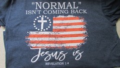 Men’s size XL Blue SS NORMAL ISN’T COMING BACK JESUS IS T shirt LOVE & FAITH