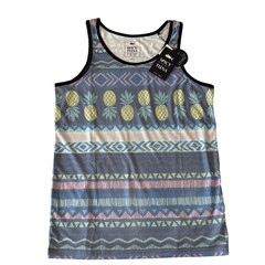 Spicy Tuna NWT Tropical Pineapple Stretch Tank Top S Beach Resort Hawaii Coastal