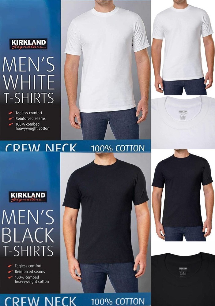Kirkland Signature Men’s 6-pack Black White 100% Cotton Crew Neck T-shirt